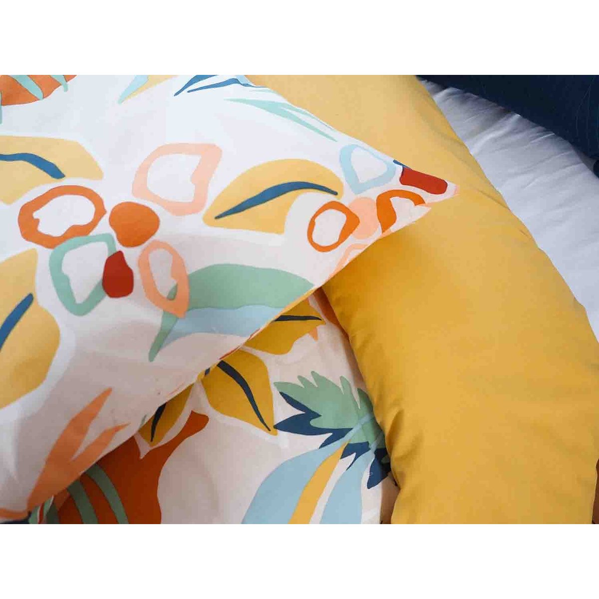 Parure housse de couette en coton imprimée, Lucia beige, C DESIGN HOME TEXTILE