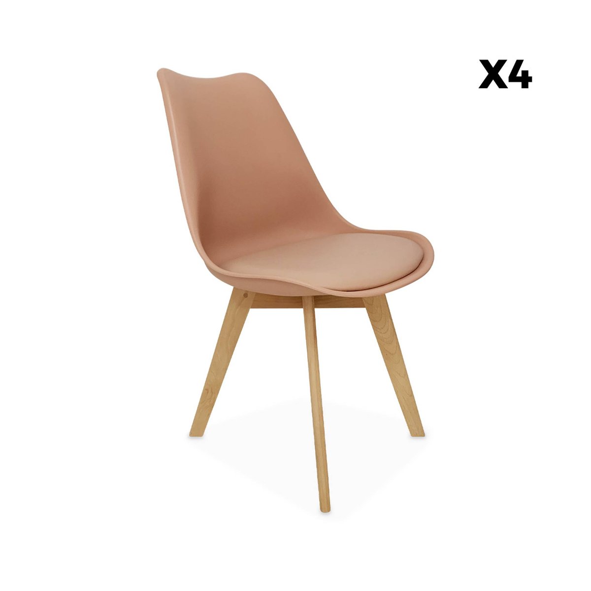 Chaise scandinave bois de hêtre (lot de 4) NILS vieux rose, SWEEEK