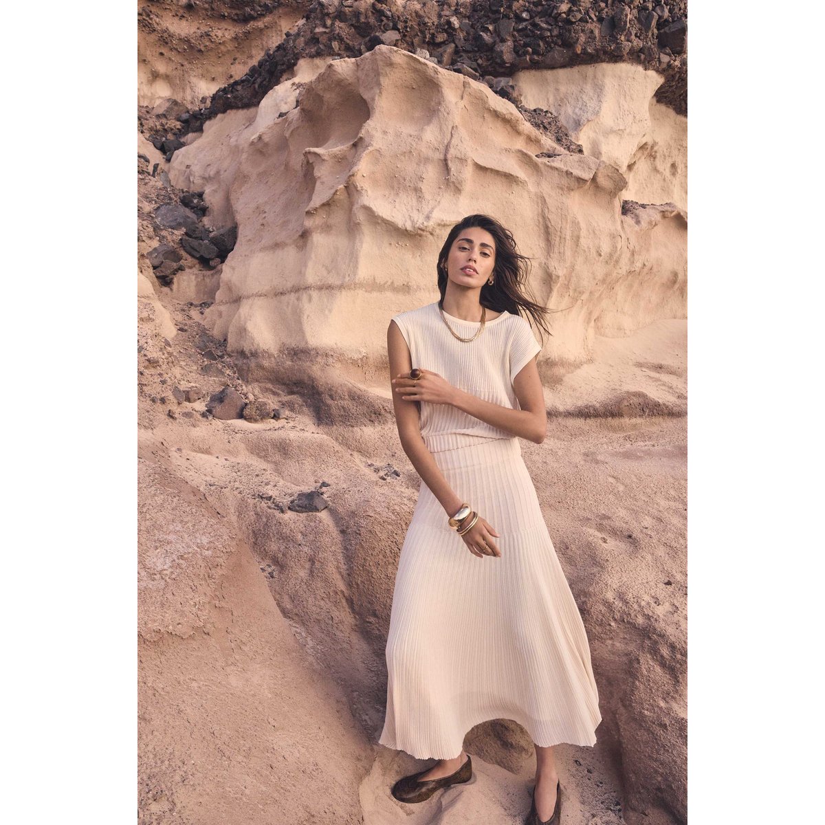 Jupe fluide en maille VANESSA creme, Maison 123