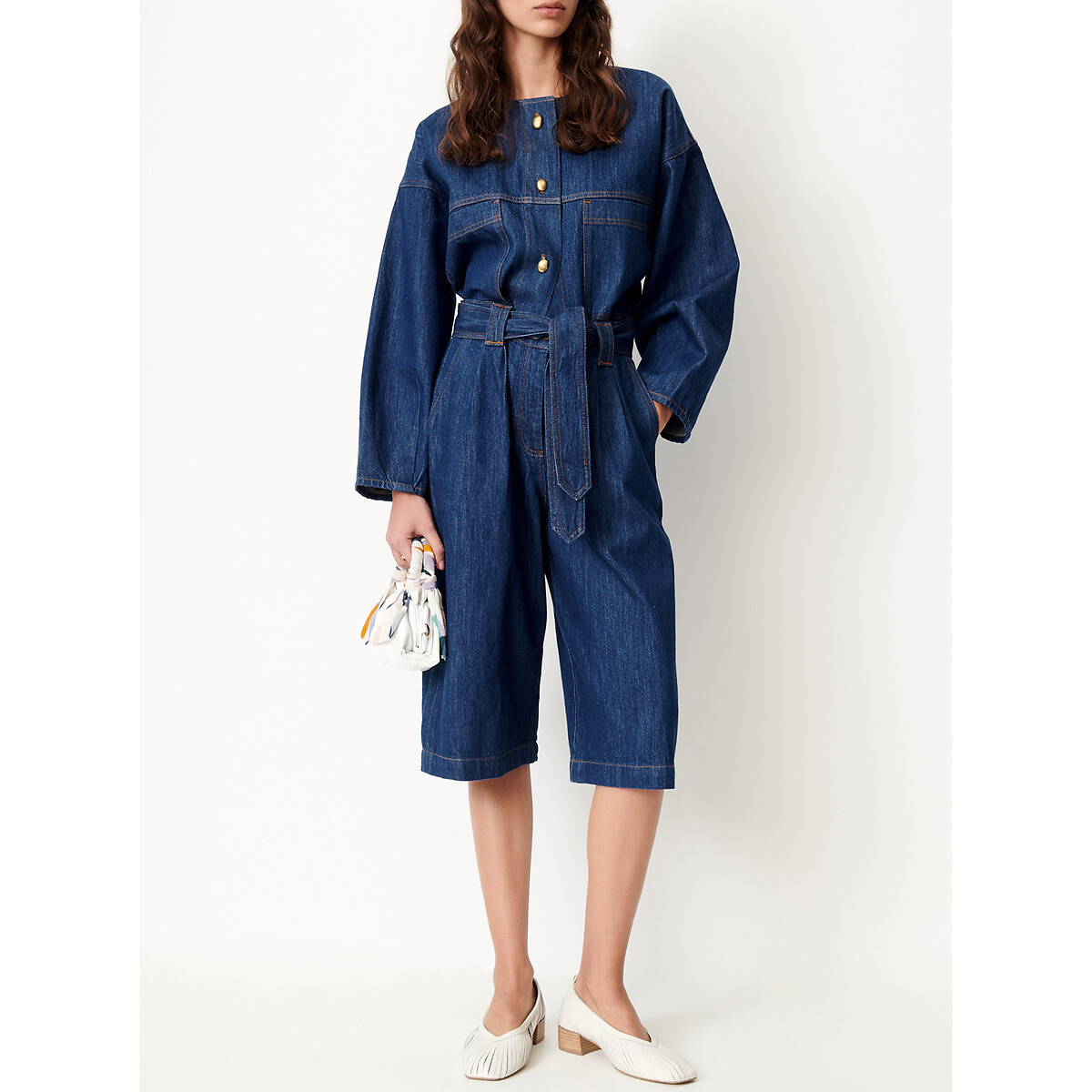Veste en denim à col rond, ALMODIVA denim bleu, SESSUN