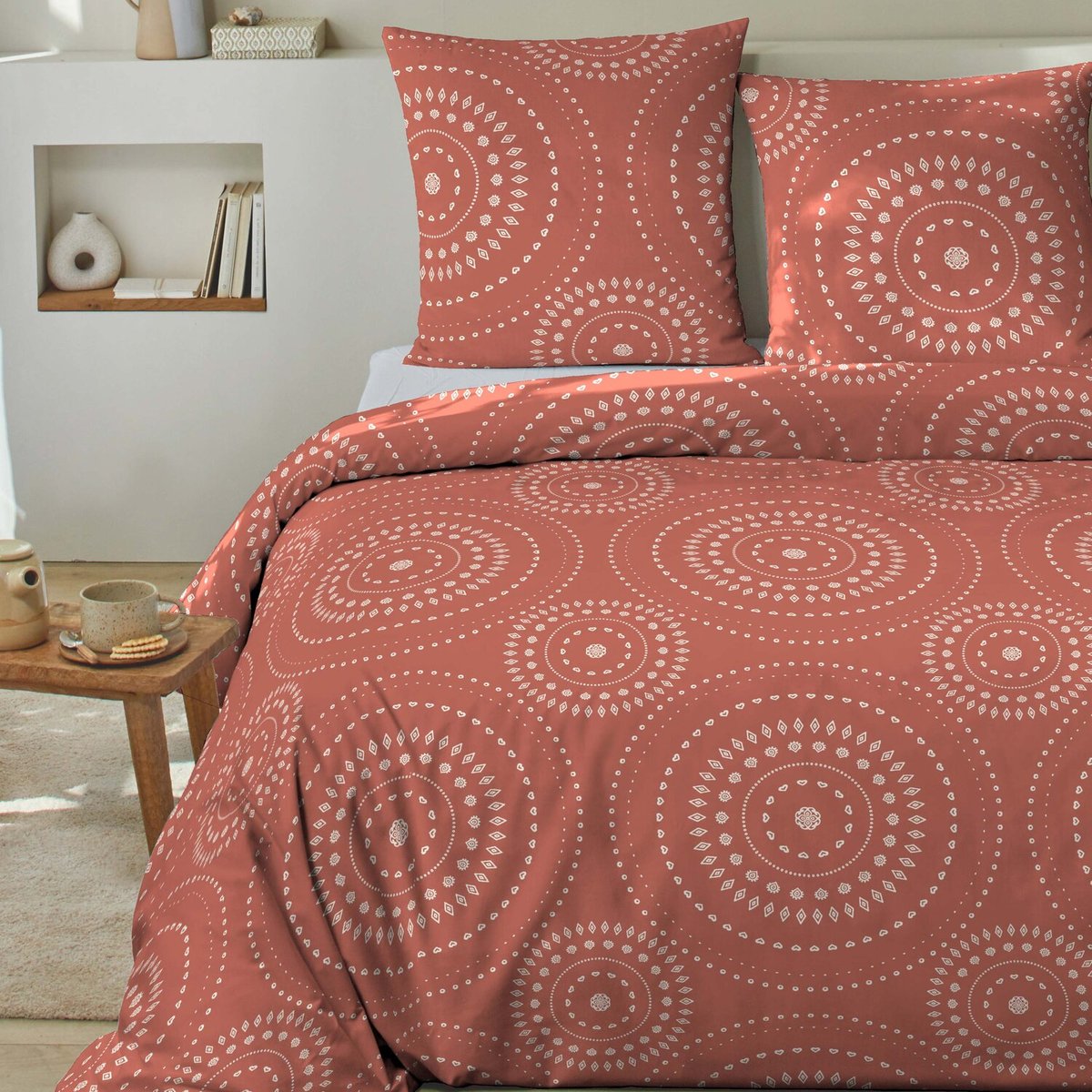Parure housse de couette 100 %coton, Zalya orange, C DESIGN HOME TEXTILE