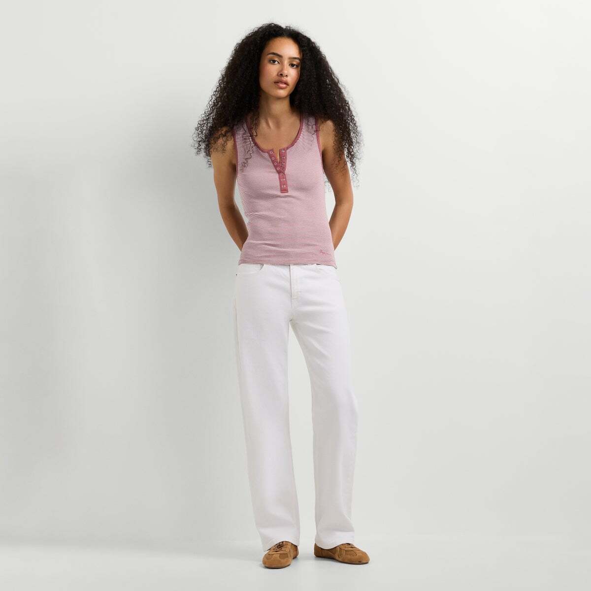Top Côtelé À Rayures rose foncé, PEPE JEANS