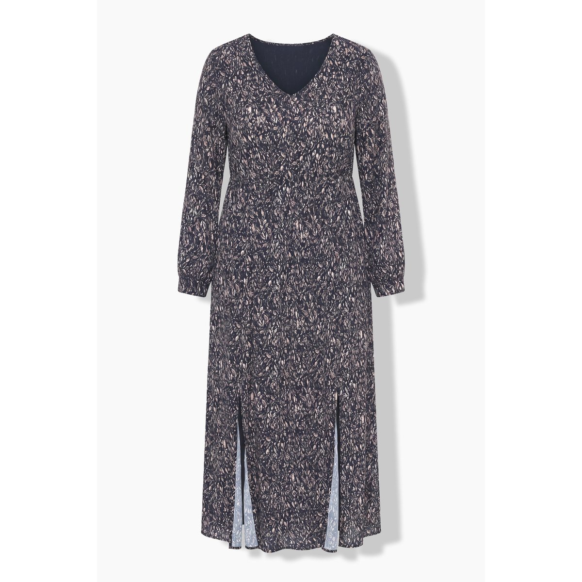 Robe maxi à manches longues et décolleté noir, ULLA POPKEN