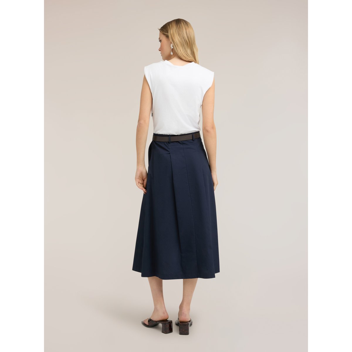 Robe midi avec ceinture et jupe noir, MOTIVI