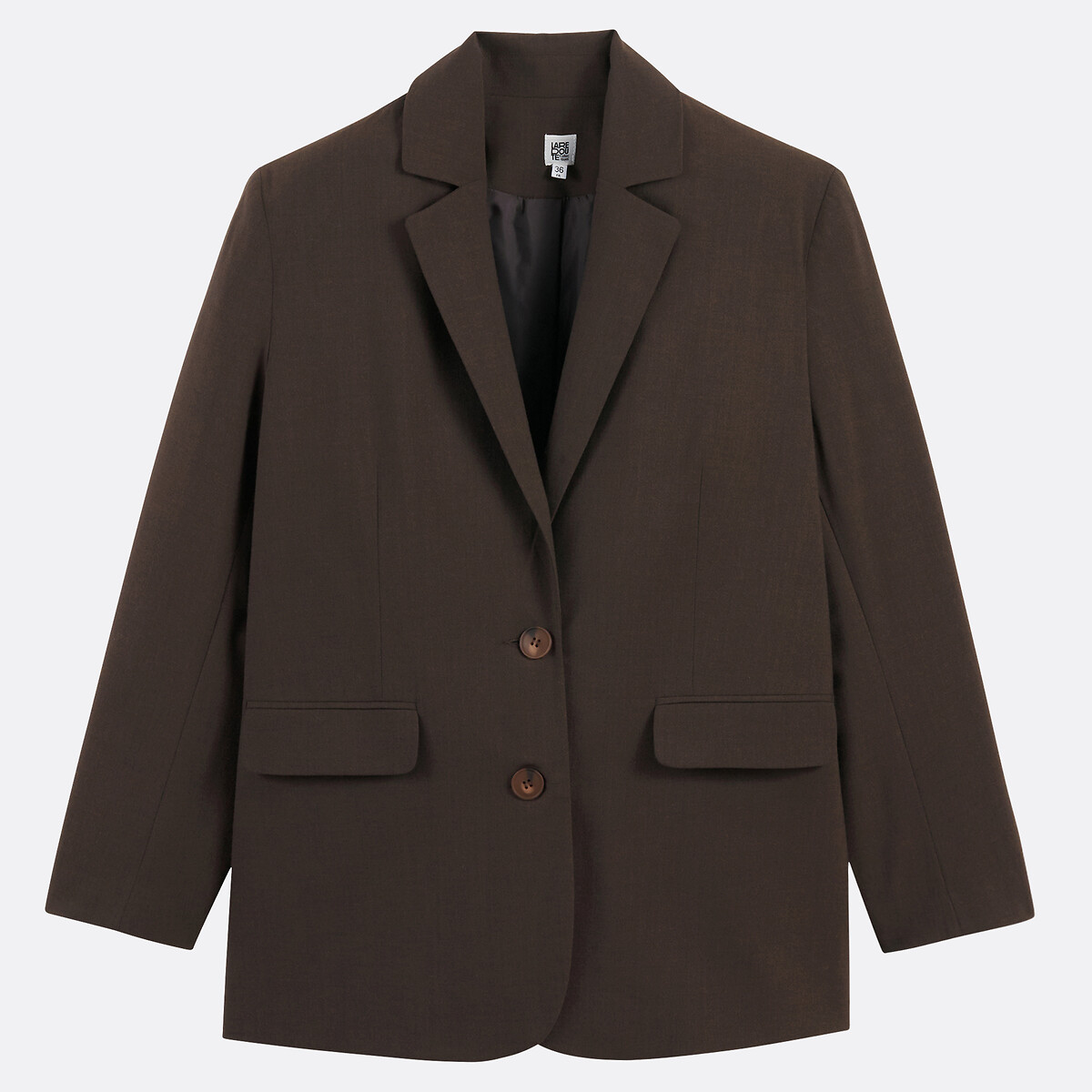 Blazer long oversize, ample, Signature CLÉANDRE marron, LA REDOUTE COLLECTIONS