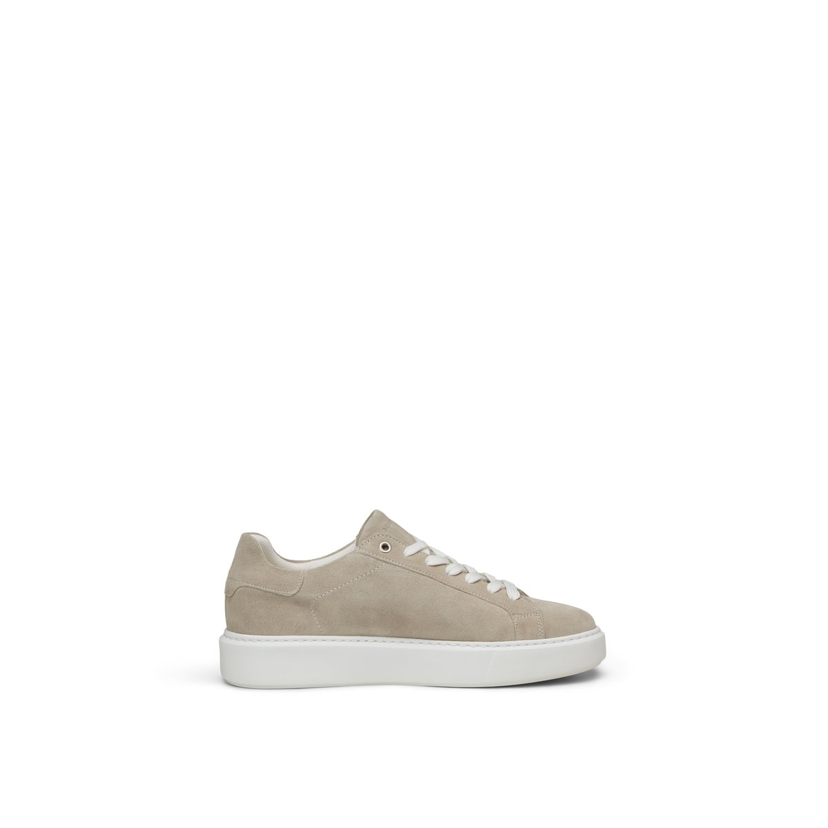 Sneaker Modèle Cedric en cuir de vachette velours doux gris clair, MARC O'POLO