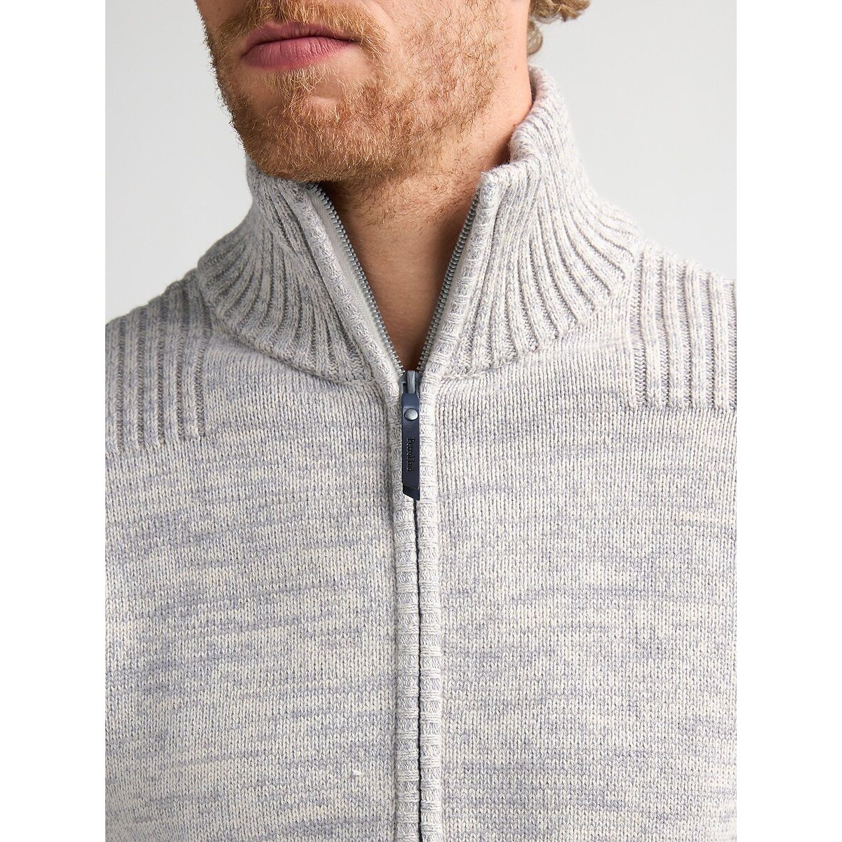 Cardigan in maglia fine écru chiné, PETROL INDUSTRIES