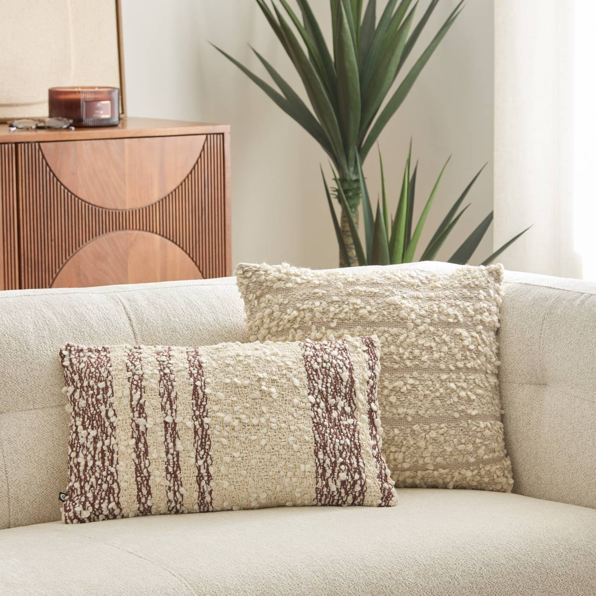 Coussin rectangulaire BERYL marron tonka, ATMOSPHERA