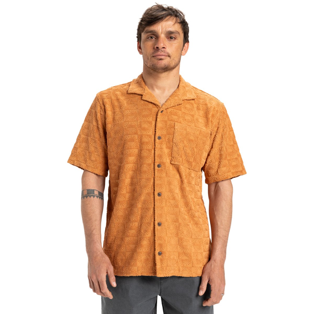 Chemise à manches courtes PANASHIRT marron bran, QUIKSILVER