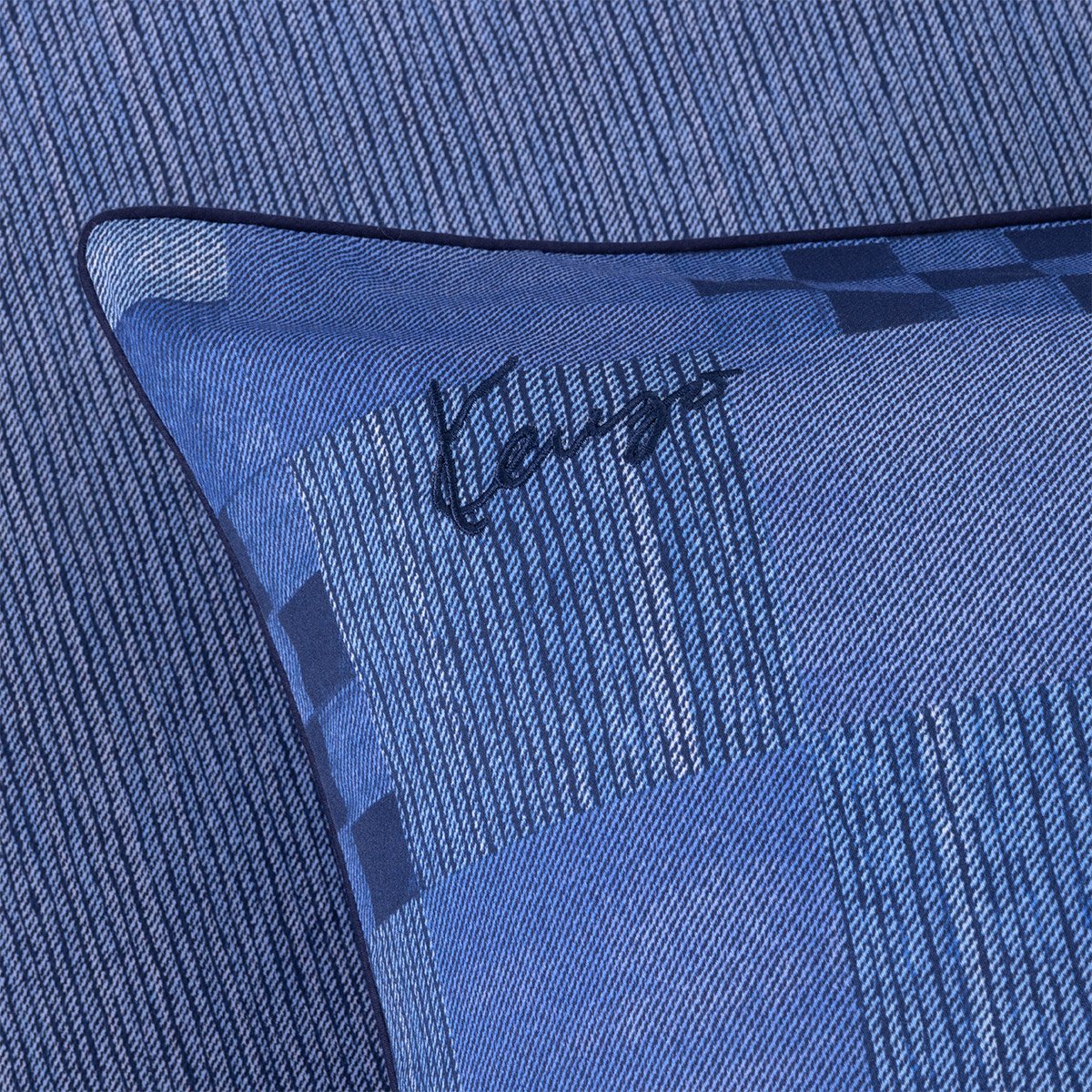 Taie d'oreiller en satin, K INDIGO multicolore, KENZO HOME