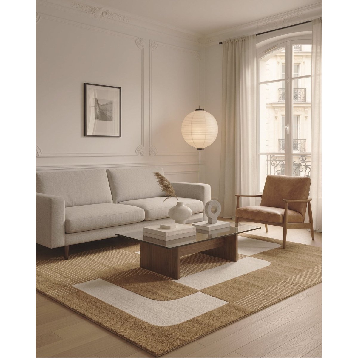 Tapis à relief doux et élégant VAUBAN beige sable, AFK LIVING