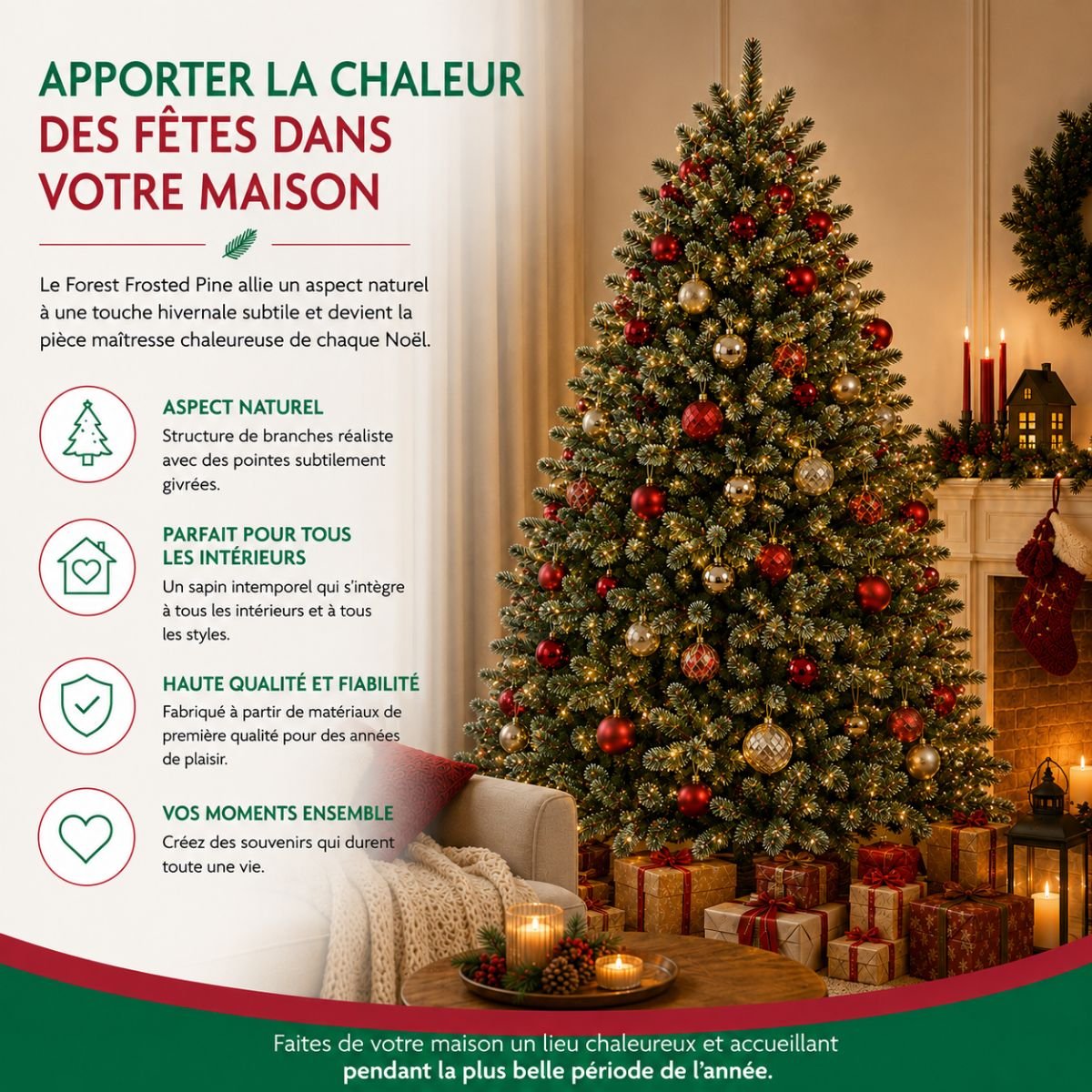 Sapin de Noël artificiel H230 cm FOREST FROSTED vert, TRIUMPH TREE