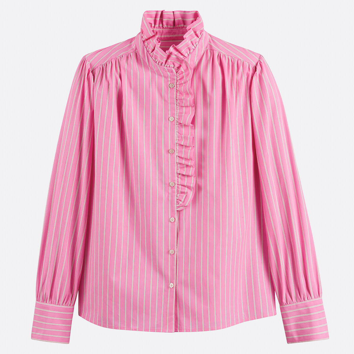 Chemise rayée, col victorien, Signature CHARLÈNE rayé rose, LA REDOUTE COLLECTIONS