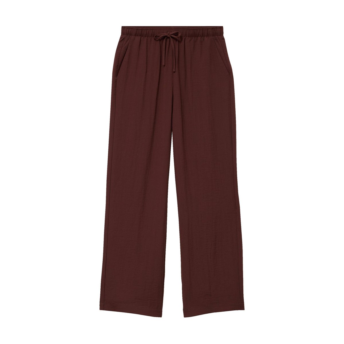 Pantalon large taille haute en crêpe marron, CACHE CACHE