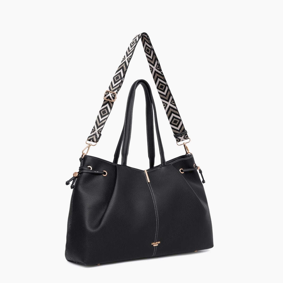 Grand sac shopper Taloum L noir,doré, LOLLIPOPS