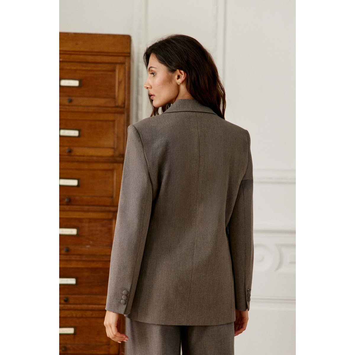 Veste col tailleur uni VIAMAO 14-taupe, LA PETITE ETOILE
