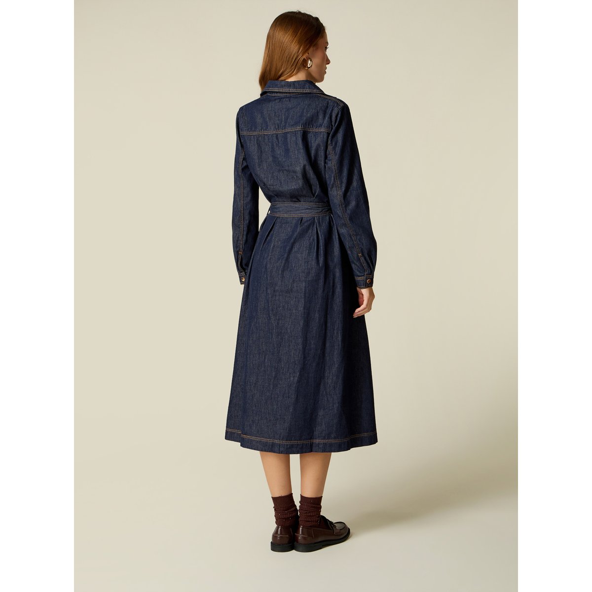 Robe chemisier avec ceinture bleu, OLTRE