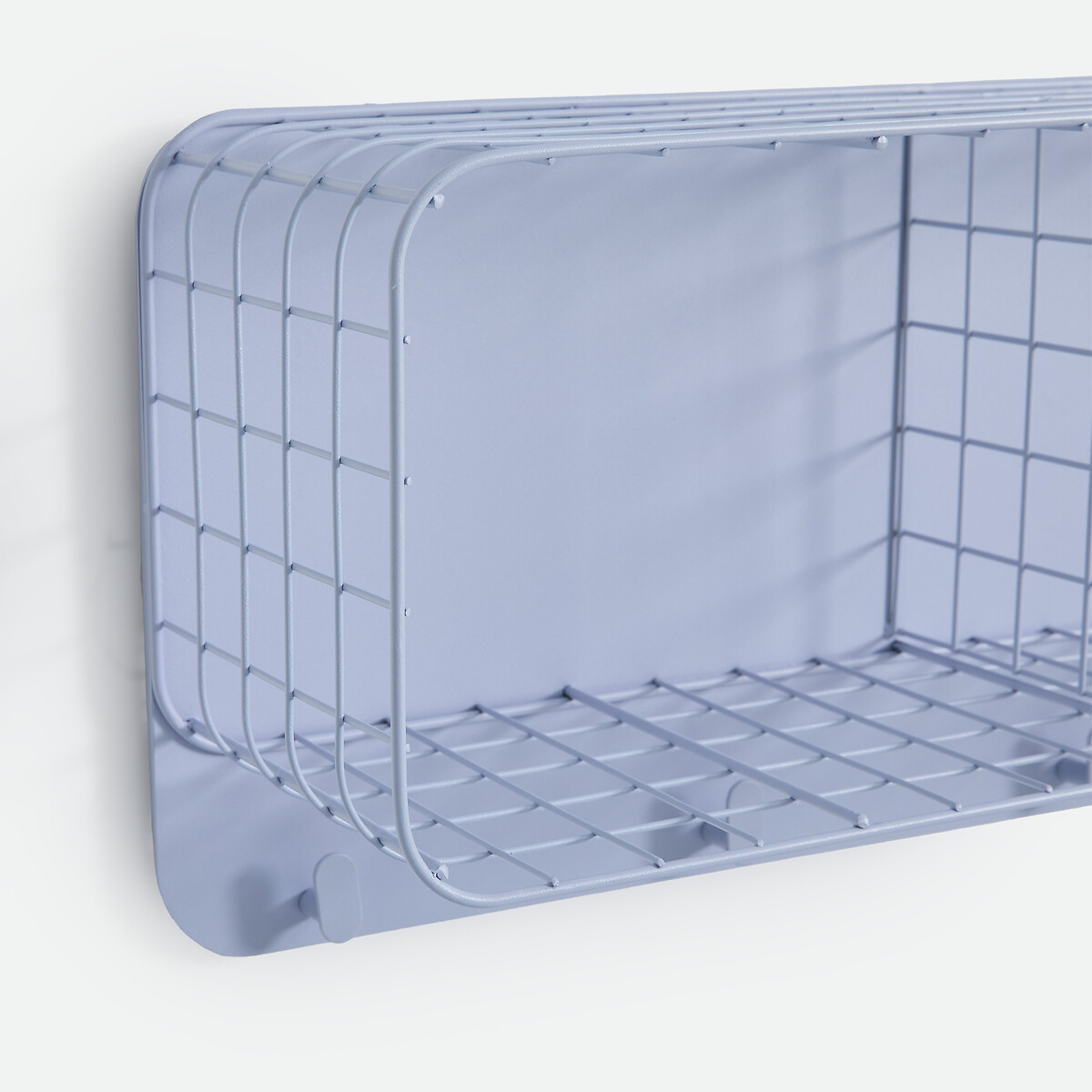 Etagère murale, métal acier grillagé, 4 patères, 2 casiers, KLUVA bleu clair, LA REDOUTE INTERIEURS