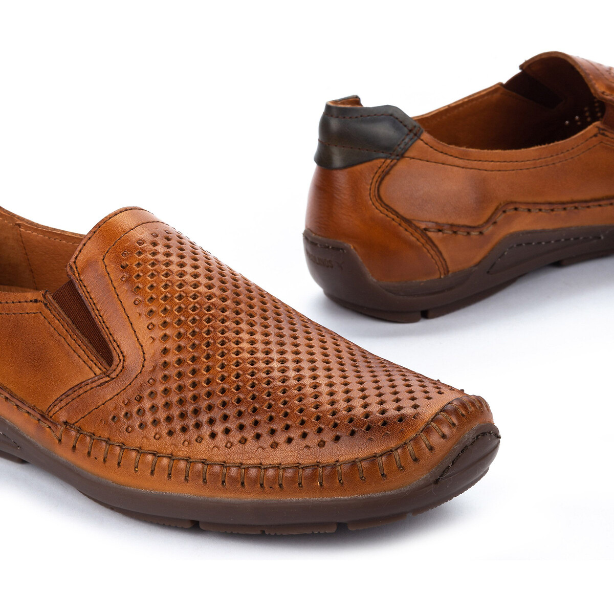 Chaussures à enfiler en cuir ajouré Azores cognac, PIKOLINOS
