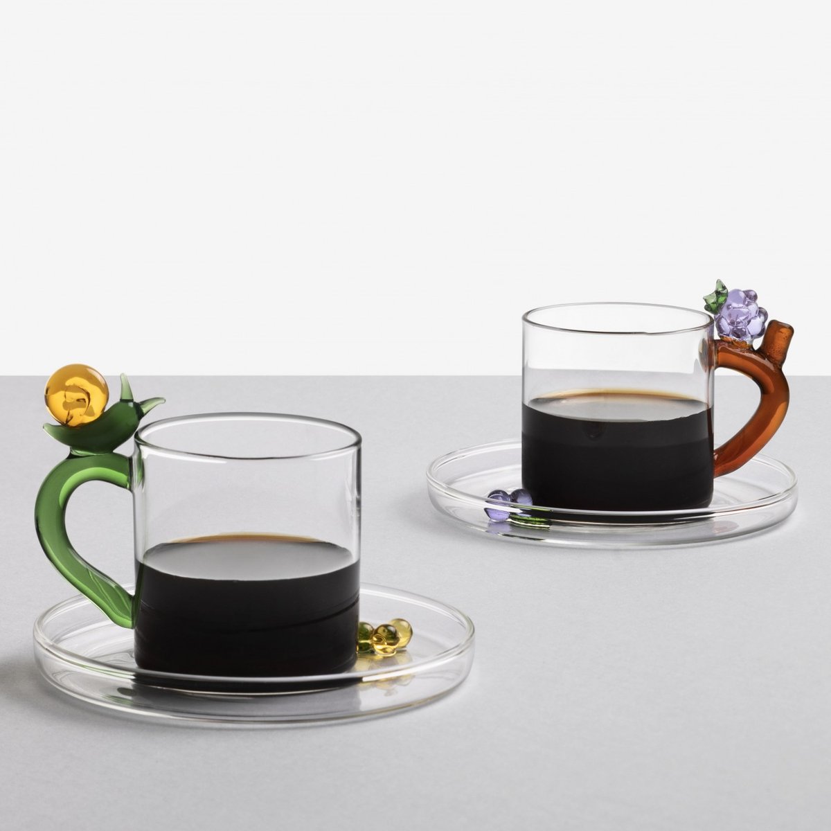 Tasse à café verre soucoupe feuille  FRUITS AND FLOWERS multicolore, ICHENDORF