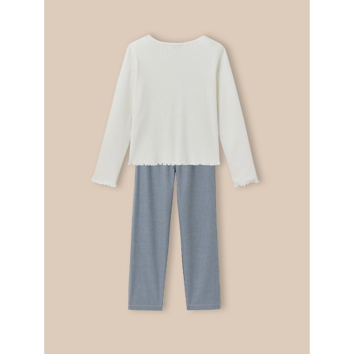 Pyjama bi-matière vichy vichy bleu, CYRILLUS