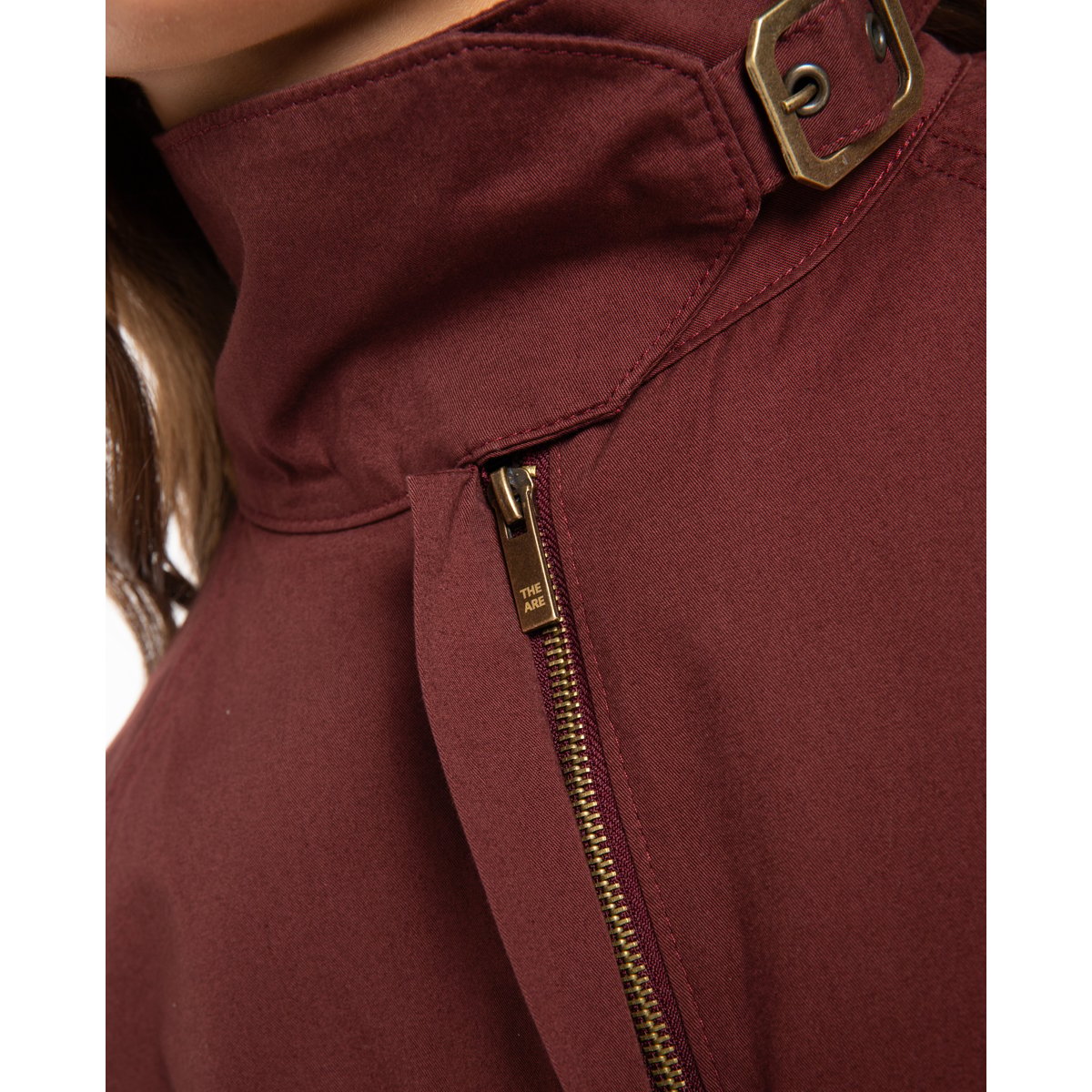 Veste courte style bomber à col montant marron, THE-ARE