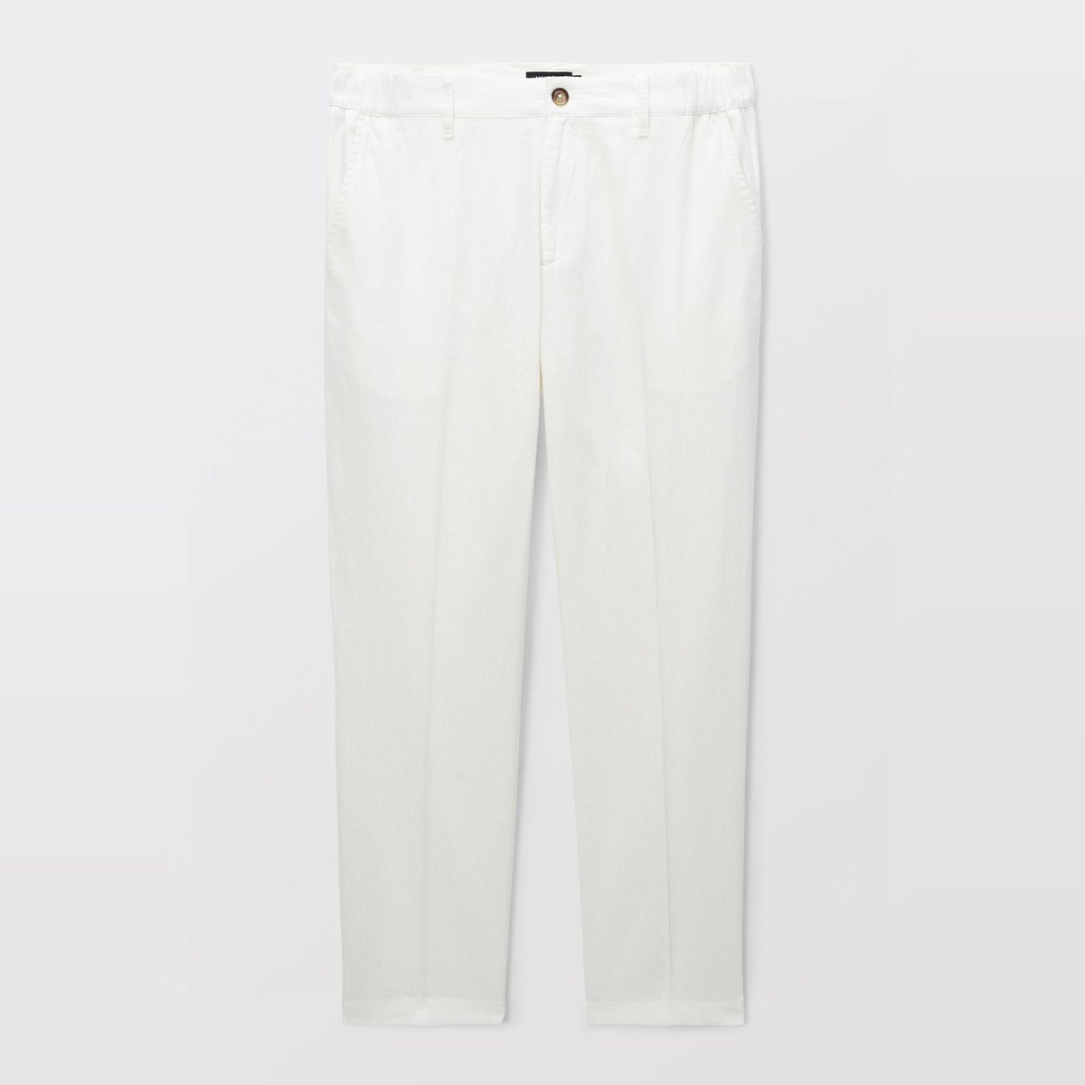 Pantalon en lin et coton naturel, MONOPRIX