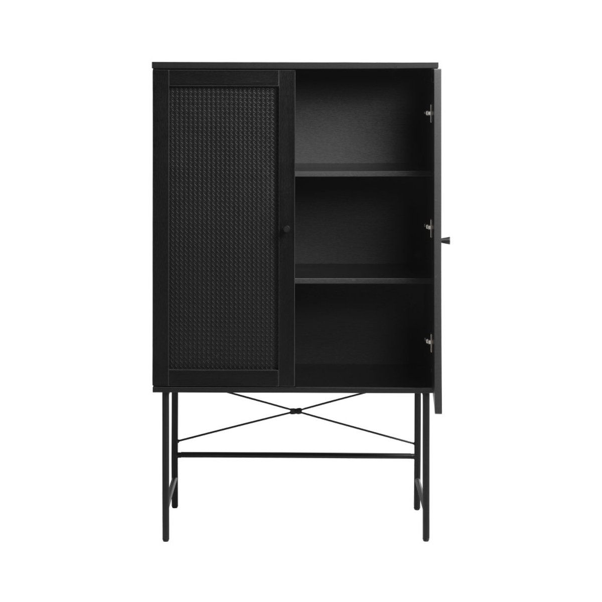 Buffet haut 2 portes bois et métal H135cm- RINTO noir, DRAWER