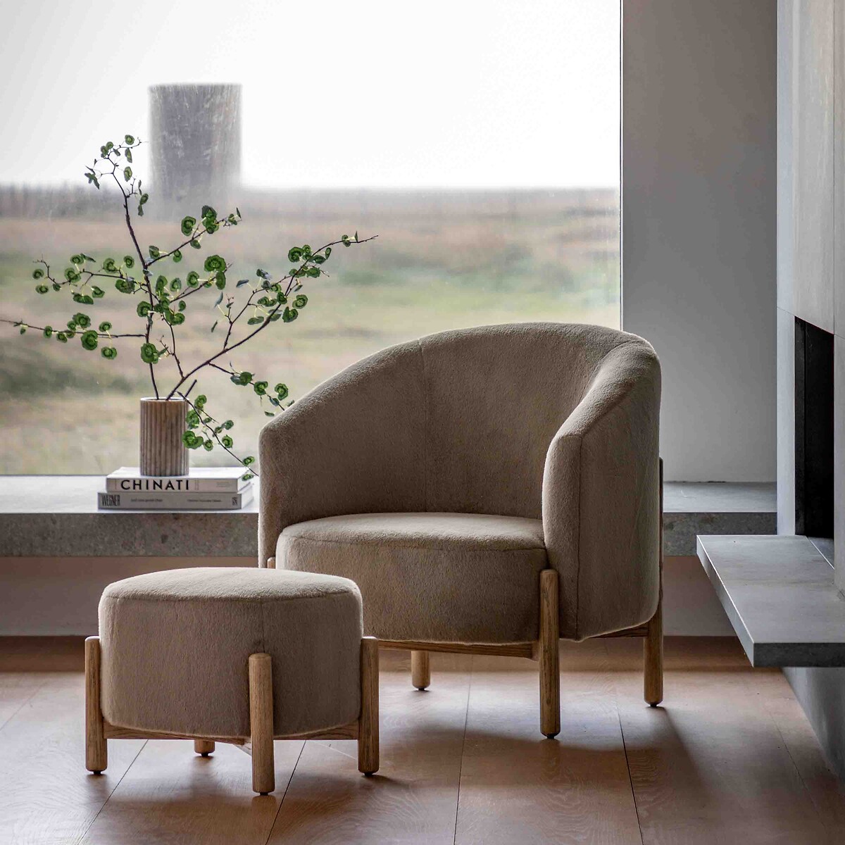 Tristan Faux Fur Tub Armchair khaki, ÉDITÉ