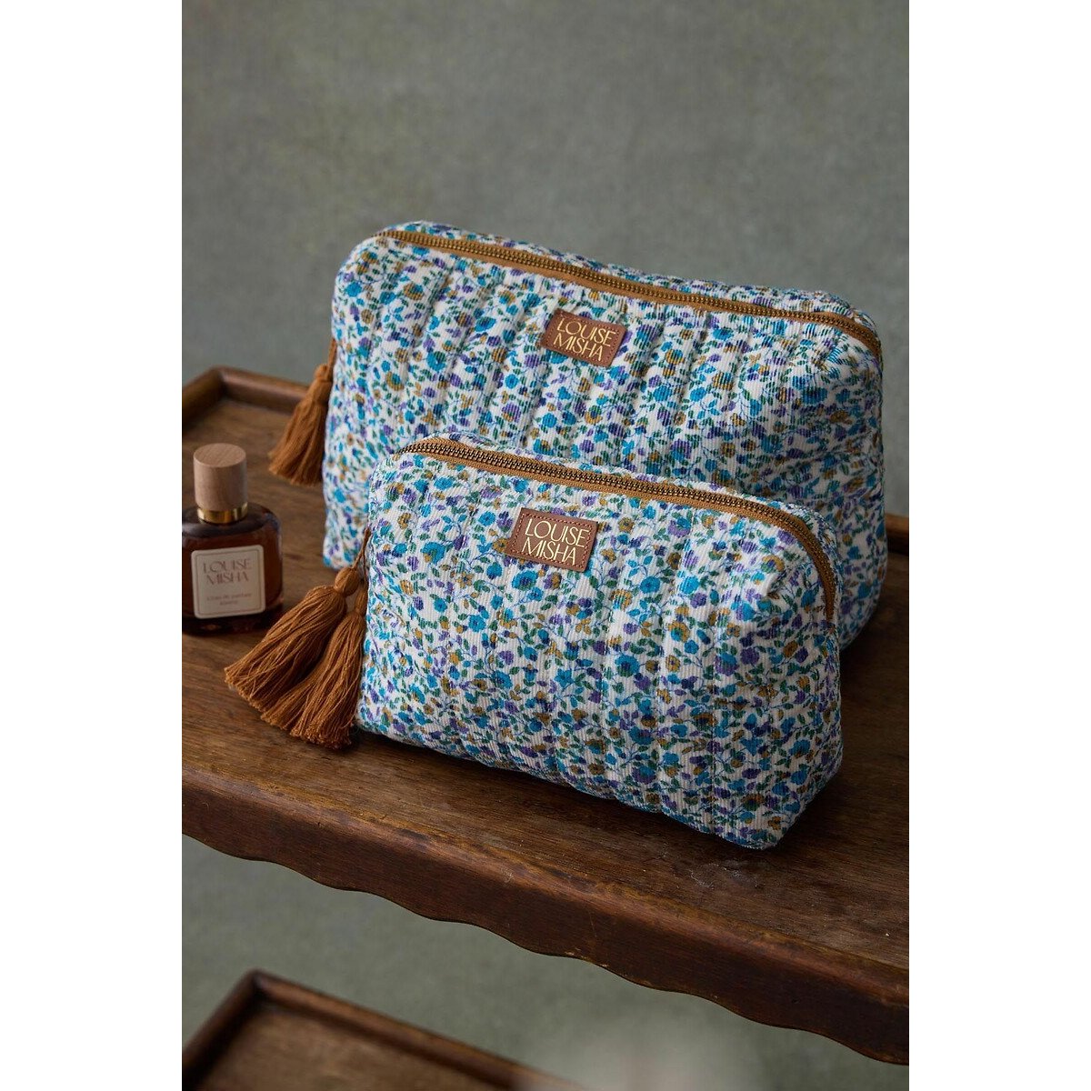 Teiki Floral Wash Bag light blue print, LOUISE MISHA