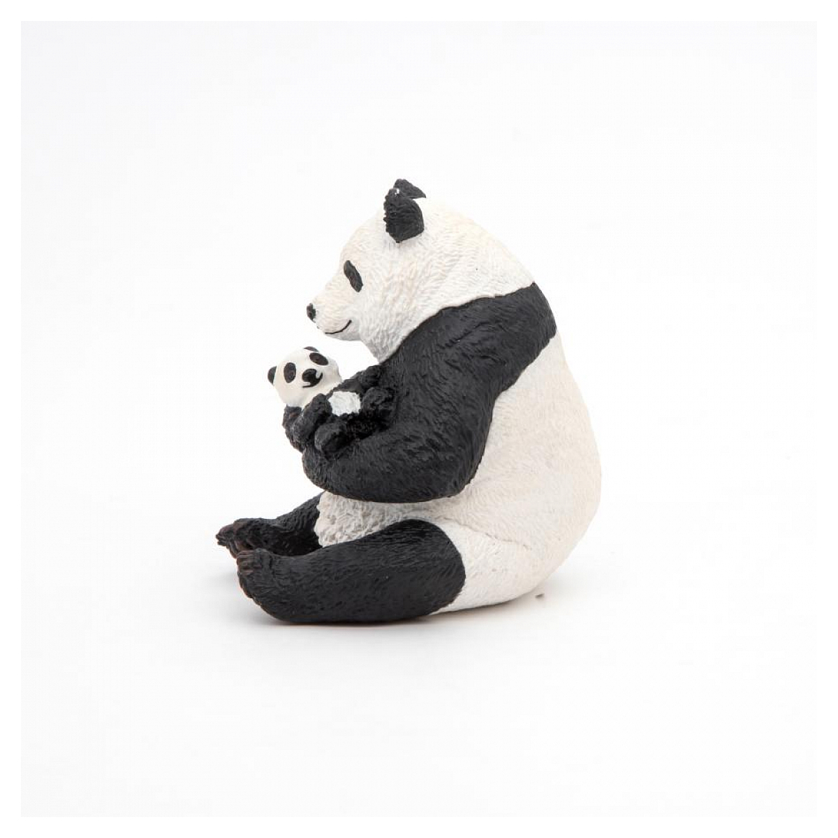 Figurine Panda assis et son bébé gris, PAPO