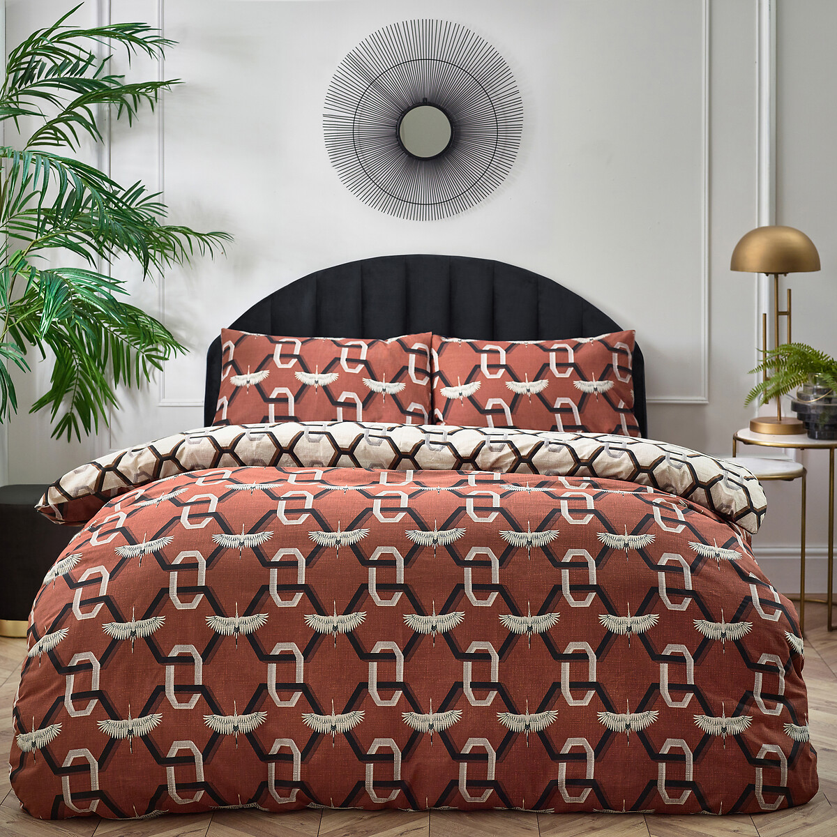 Avalon Cotton Blend Duvet Cover and Pillowcase Set terracotta, FURN.