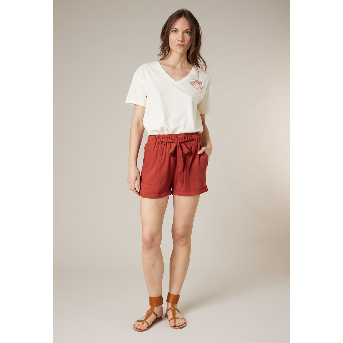 T-shirt femme en coton LUZIA ivory, DEELUXE