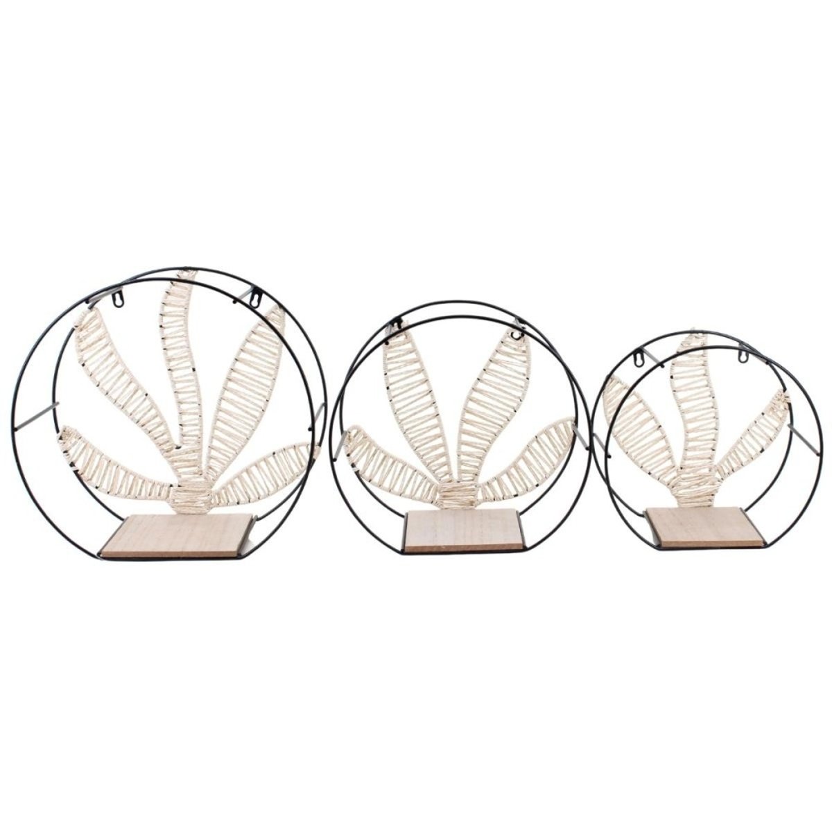 Set de 3 étagères murales forme fleur noir, ORNAMI