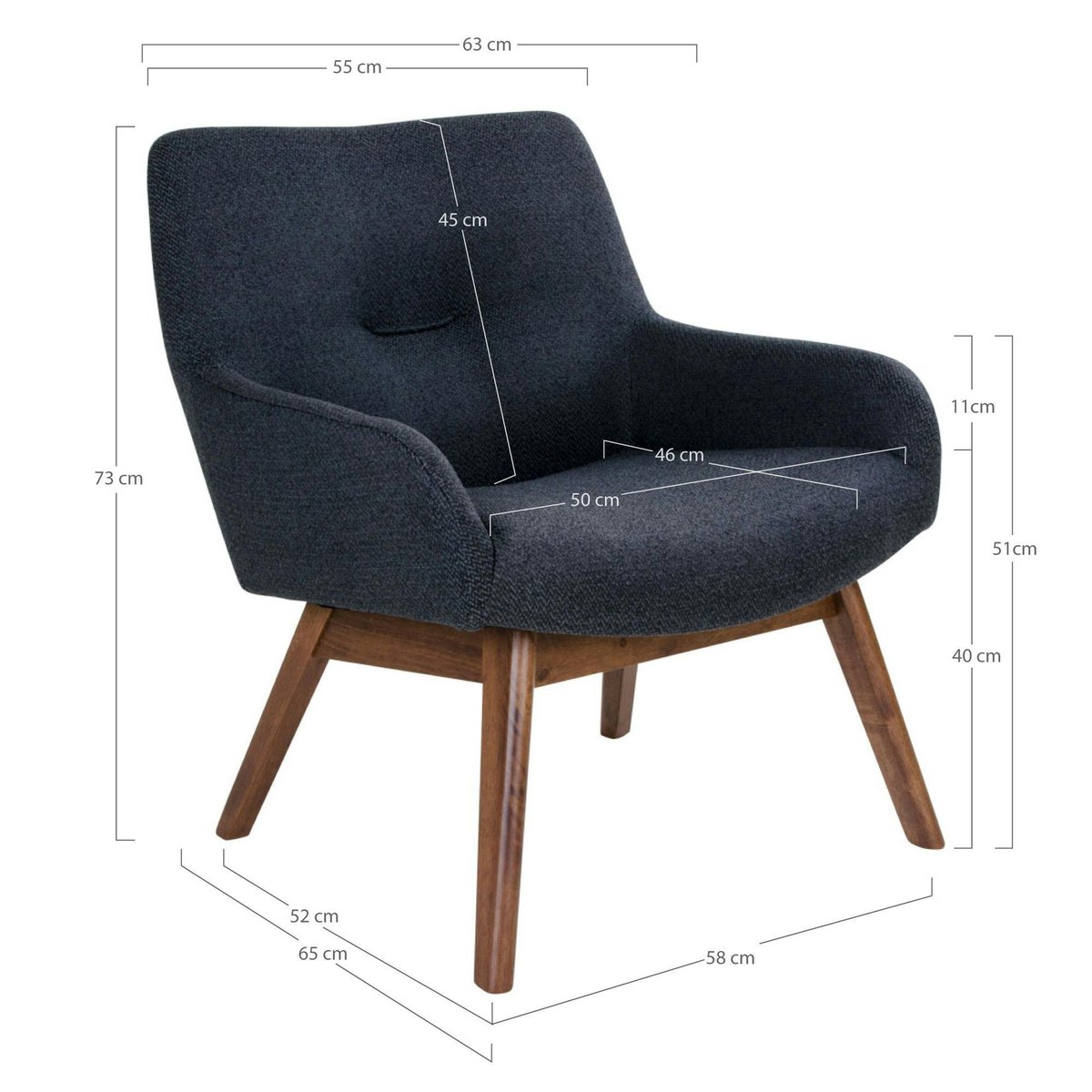 Fauteuil vintage en tissu BERLIN bleu foncé, PIER IMPORT