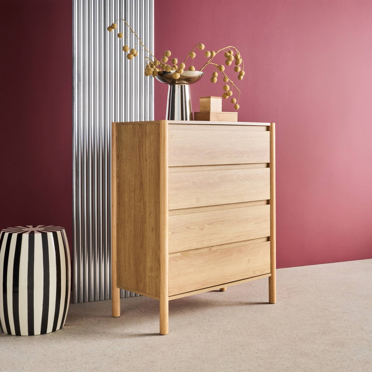 Commode décor bois 4 tiroirs HARMONY noyer, SWEEEK