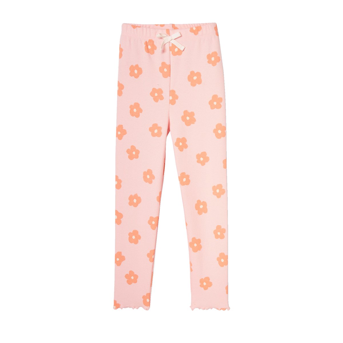 Legging imprimé en maille côtelée rose pâle, VERTBAUDET