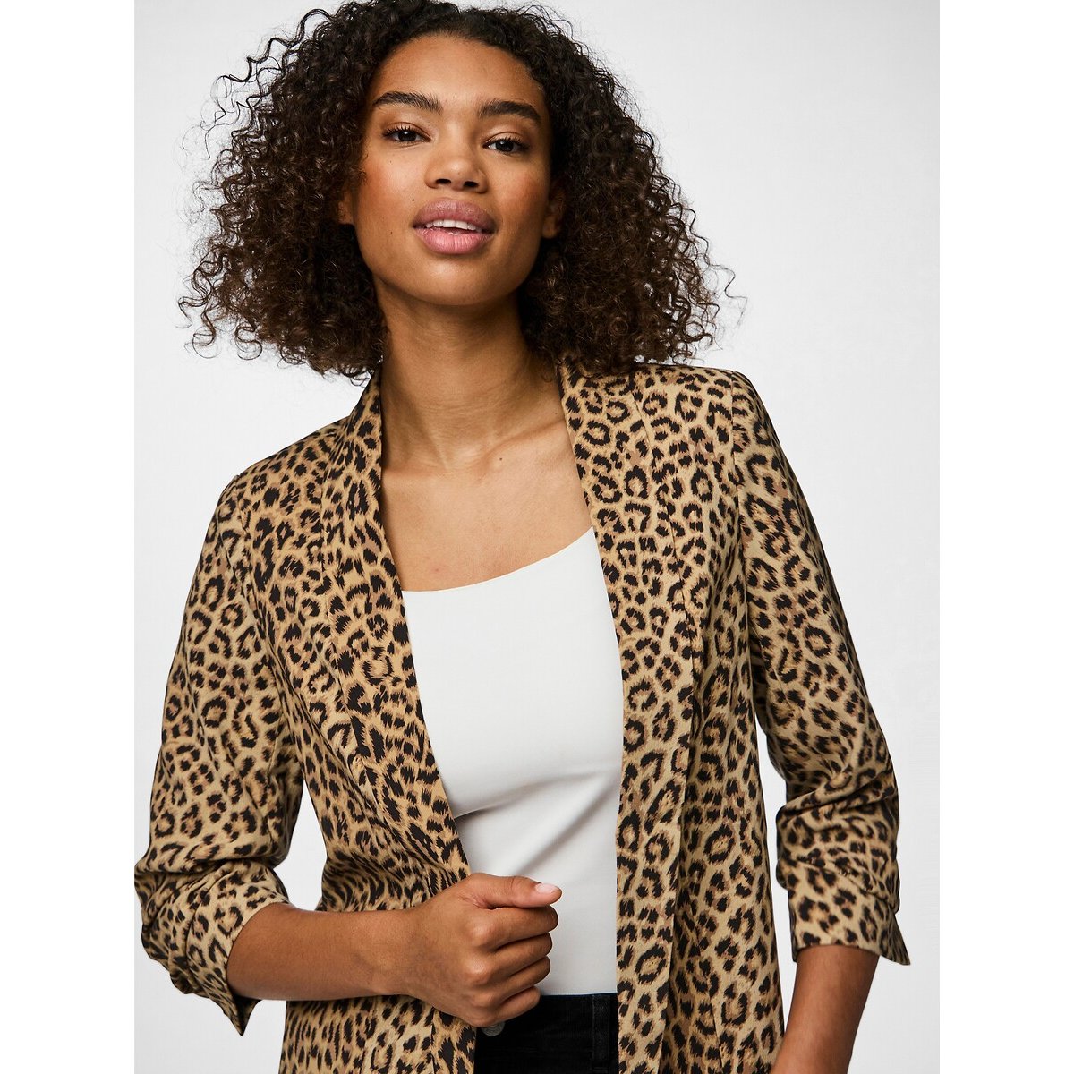 Blazer estampado estampado leopardo, PIECES