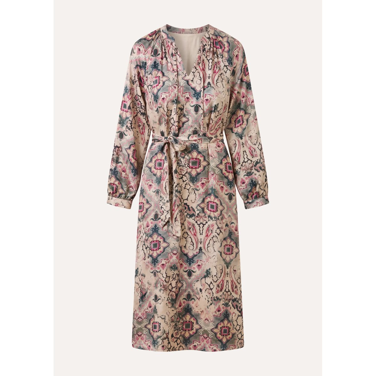 Robe longue manches longues à imprimé ecru, LA FEE MARABOUTEE