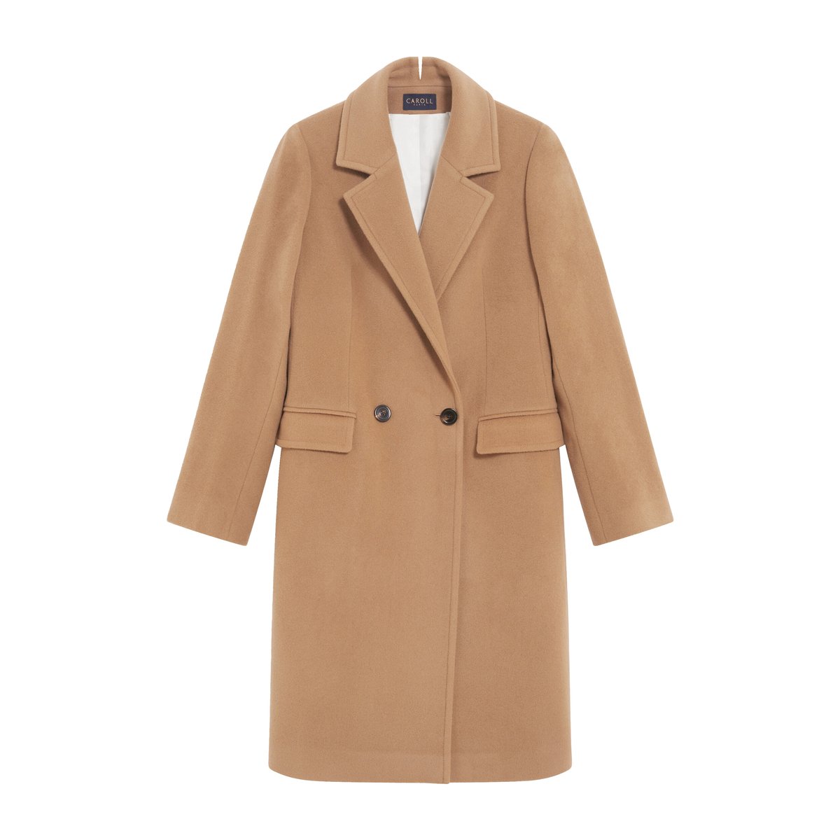 Manteau droit en laine GREGORY camel, CAROLL