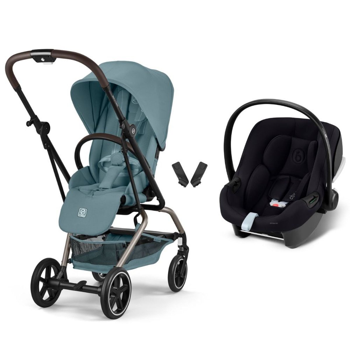 Pack poussette duo Eezy S Twist+ 2 + siège auto Aton B2 i-Size bleu stormy blue, CYBEX