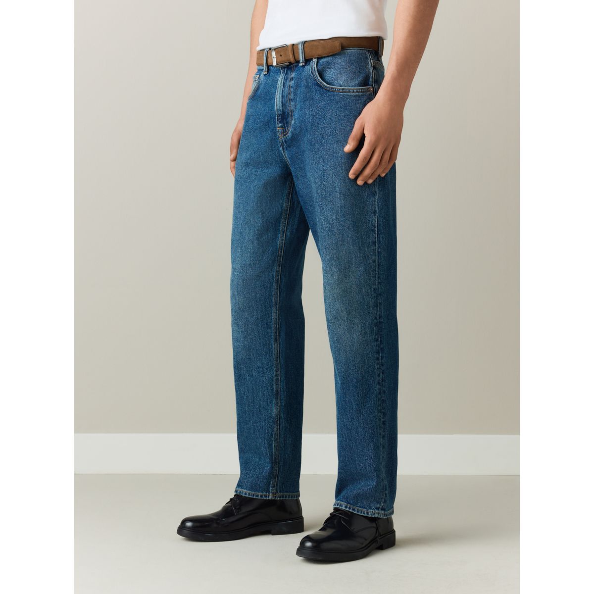 Jean avec ceinture jean bleu moyen, NEXT
