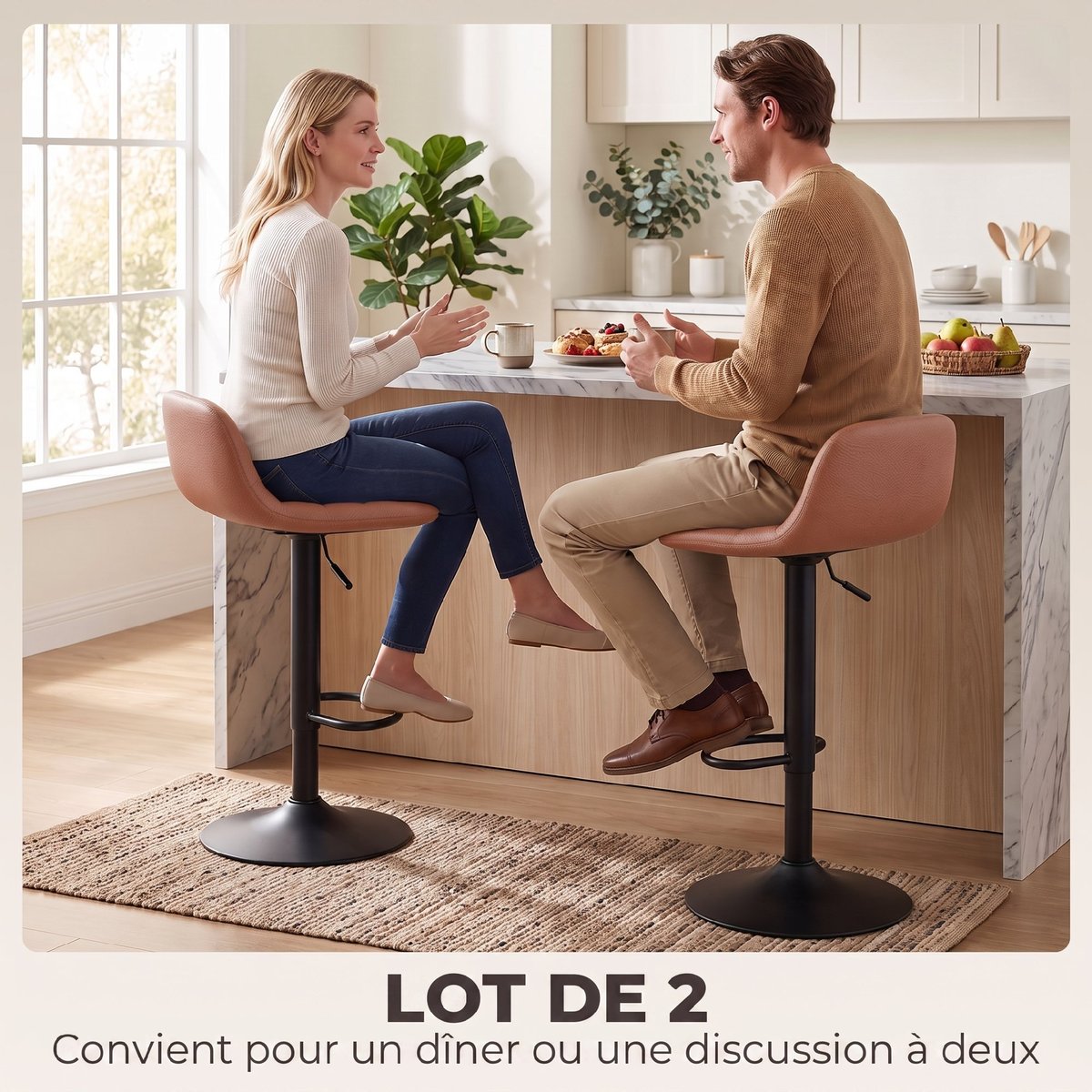 Tabouret de bar PU Marron marron foncé, noir, HOMCOM