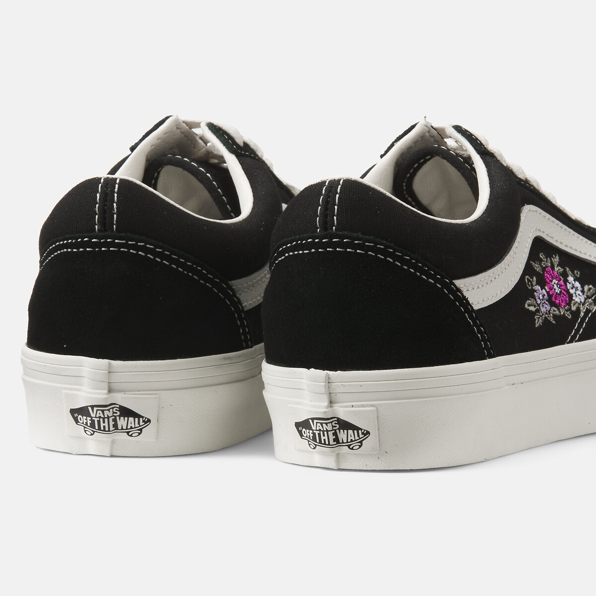 Baskets Old Skool noir brodé fleurs, VANS