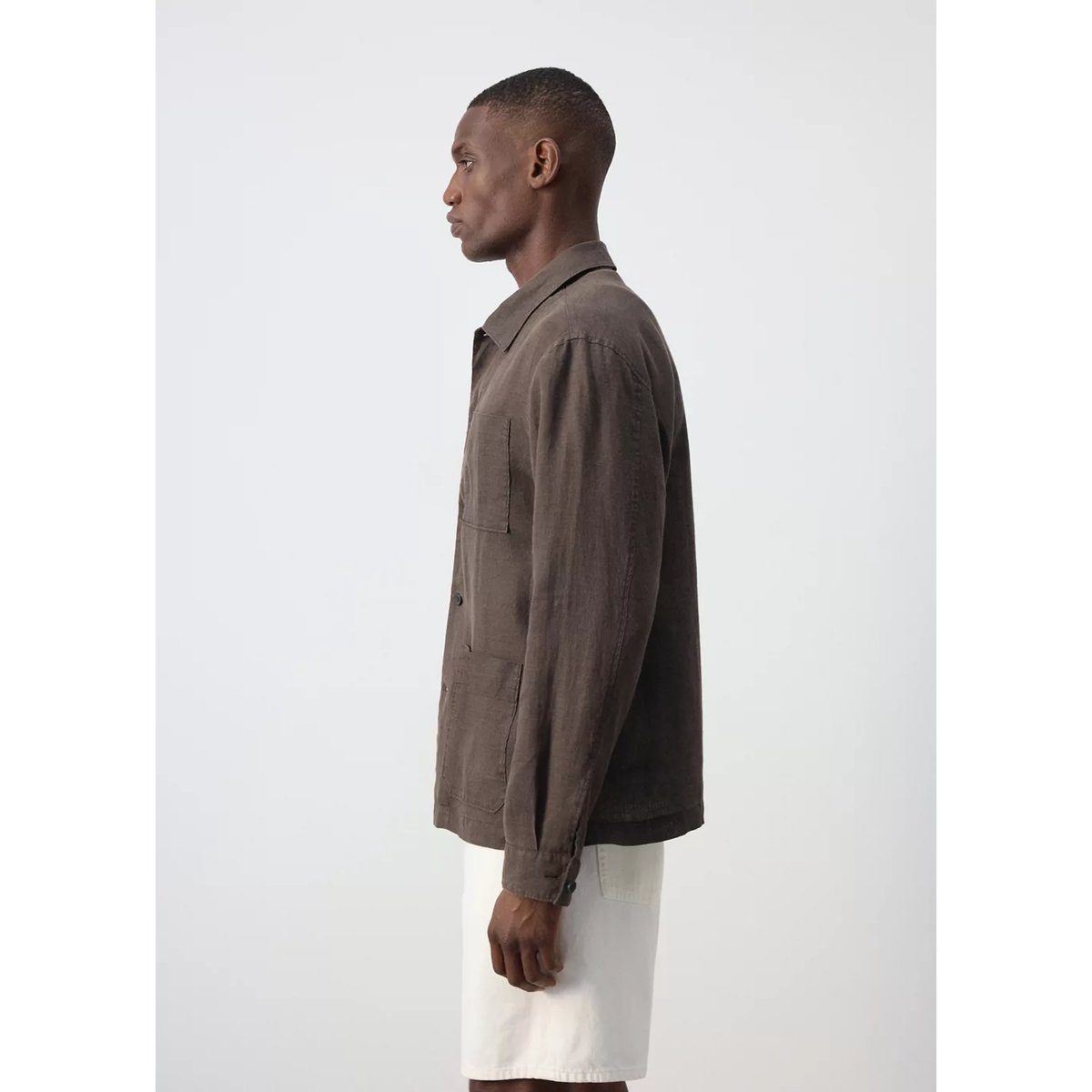 Chemise regular fit 100 % lin avec poches marron, MANGO MAN