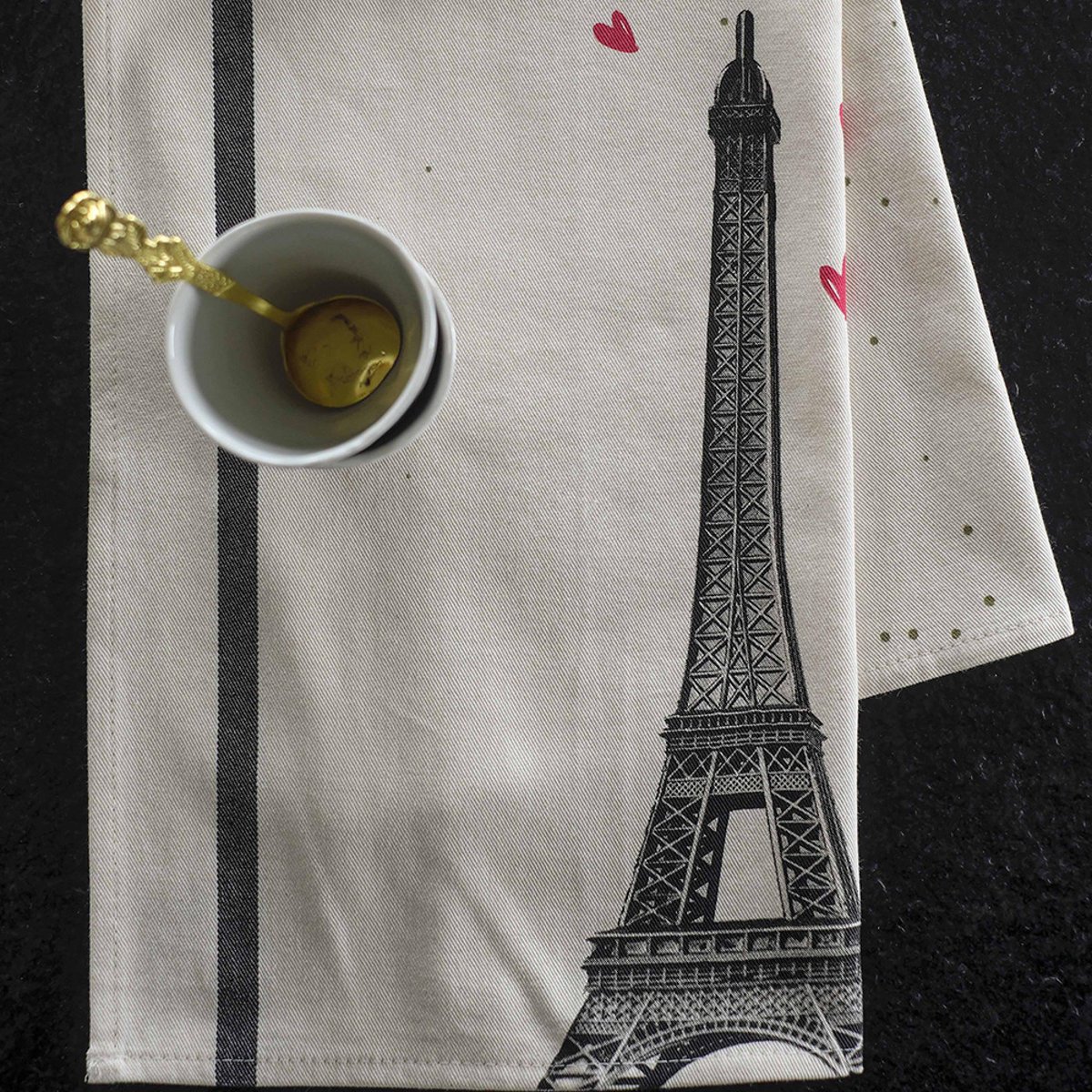 Torchon Eiffel Cœurs blanc, LA CERISE SUR LE GATEAU