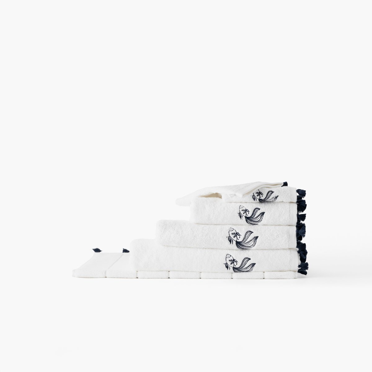 Gant de toilette coton et viscose de bambou DEMILUNE blanc, CARRE BLANC