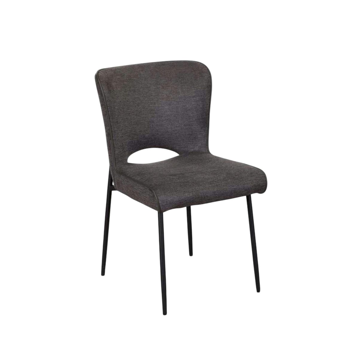 Chaise en tissu passepoil (lot de 2) OKA anthracite, PIER IMPORT