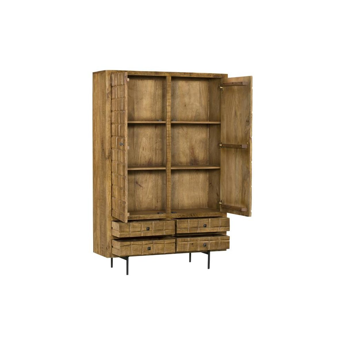 Buffet vaisselier en bois 2 portes décor damier UDA bois naturel, PIER IMPORT