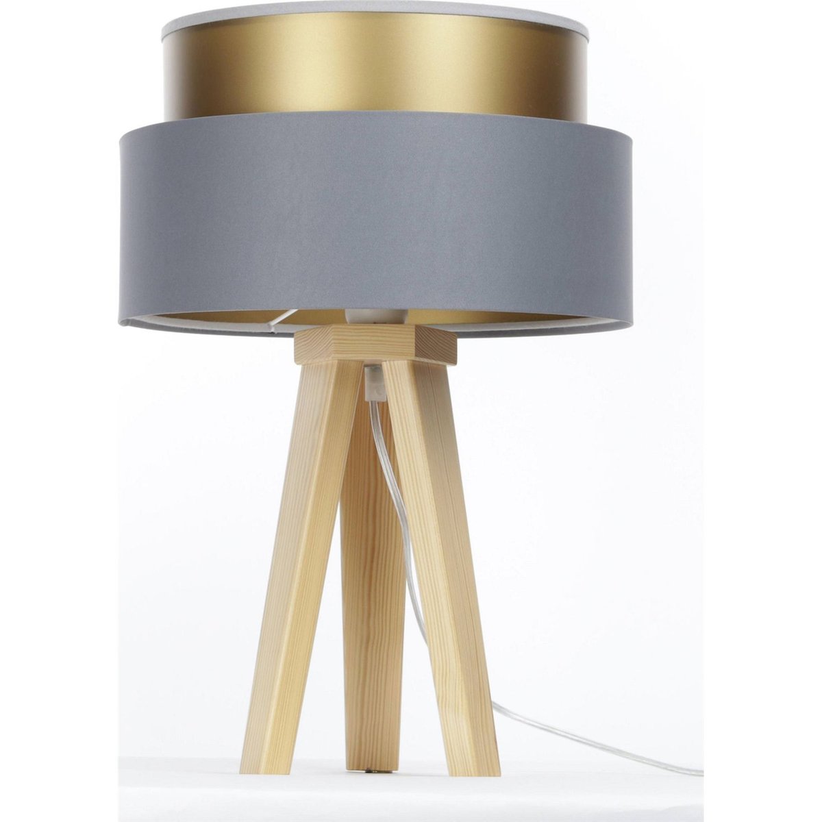 Lampe à poser en satin, DUO ELLEGANT gris satin avec intérieur doré, BPS KONCEPT